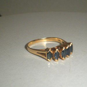 Vintage 1960's COSMIC 14k Gold Woman's Ring with 5 Sapphires Size 7.25 Grams 2.5
